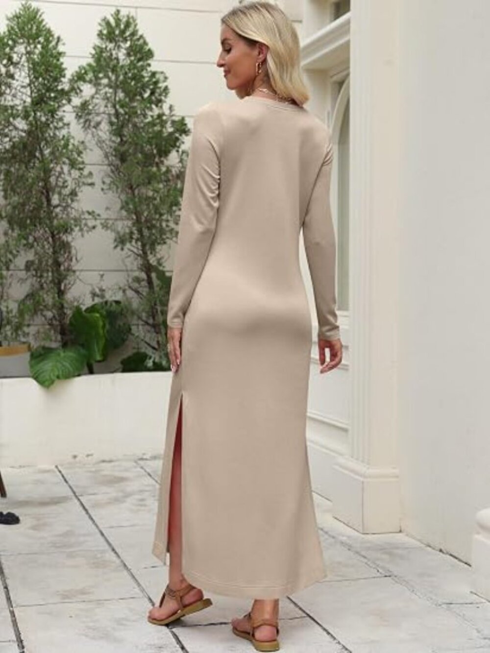 ANRABESS Women Long Sleeve Fall Maxi Dresses with Pockets Wrinkle Free - Picture 3 of 6